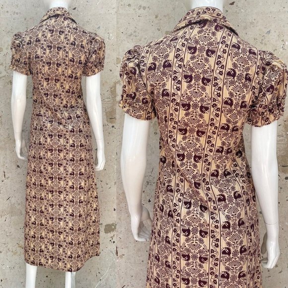 Vintage 1960’s 1970’s Cotton Bohemian Maxi Dress, Small - Picture 3 of 5